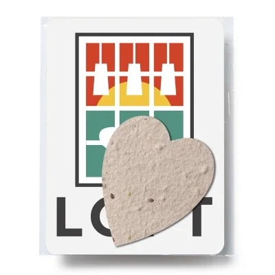 Heart shaped seed paper packaged as a plantable gift