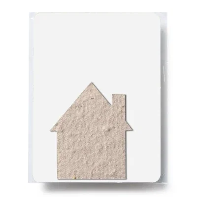 Small card cut into a house silhouette for planting