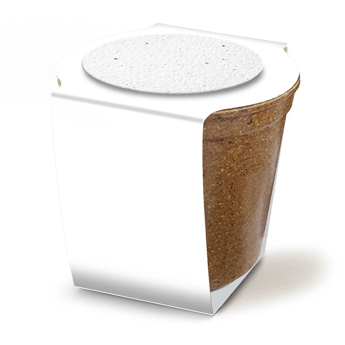 Compact carton shown at about two inches square