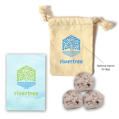 Seed bombs in a small natural bag with a card