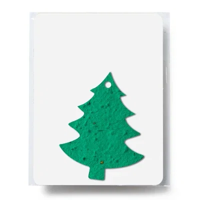 Tree shaped plantable seed paper pack in natural