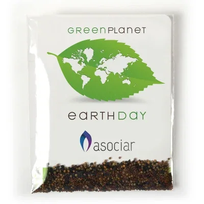 Wildflower seed packet printed on a white envelope