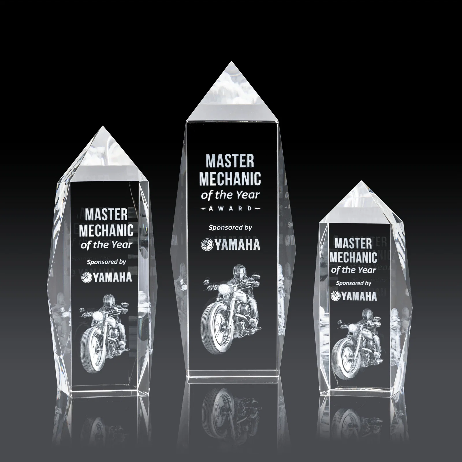 Custom Freestanding Beveled Optical Crystal Obelisk Award, awards for team milestone celebrations