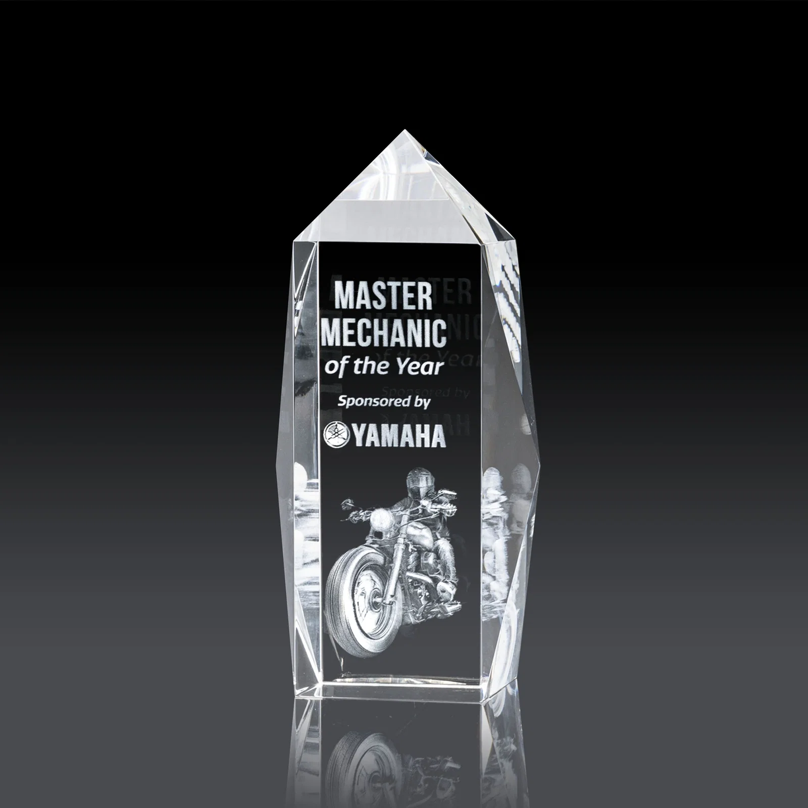 Custom Freestanding Beveled Optical Crystal Obelisk Award, awards for donor appreciation