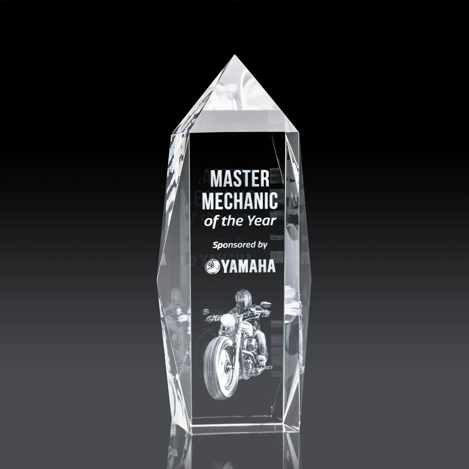 Custom Freestanding Beveled Optical Crystal Obelisk Award, awards for graduation ceremonies