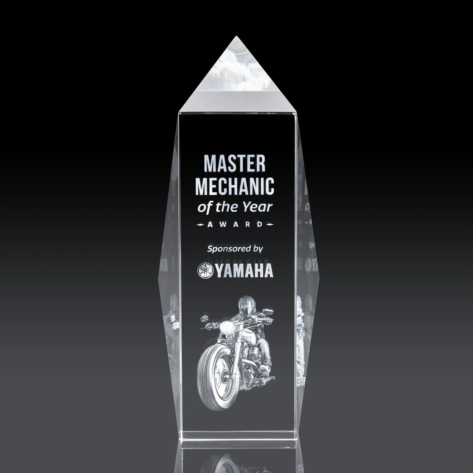 Custom Freestanding Beveled Optical Crystal Obelisk Award, awards for safety achievement programs