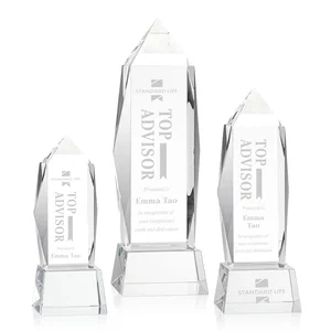 Optical Crystal Obelisk Award on Tapered Crystal Base