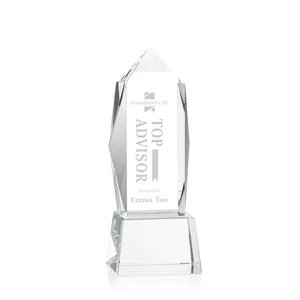 Optical Crystal Obelisk Award on Tapered Crystal Base