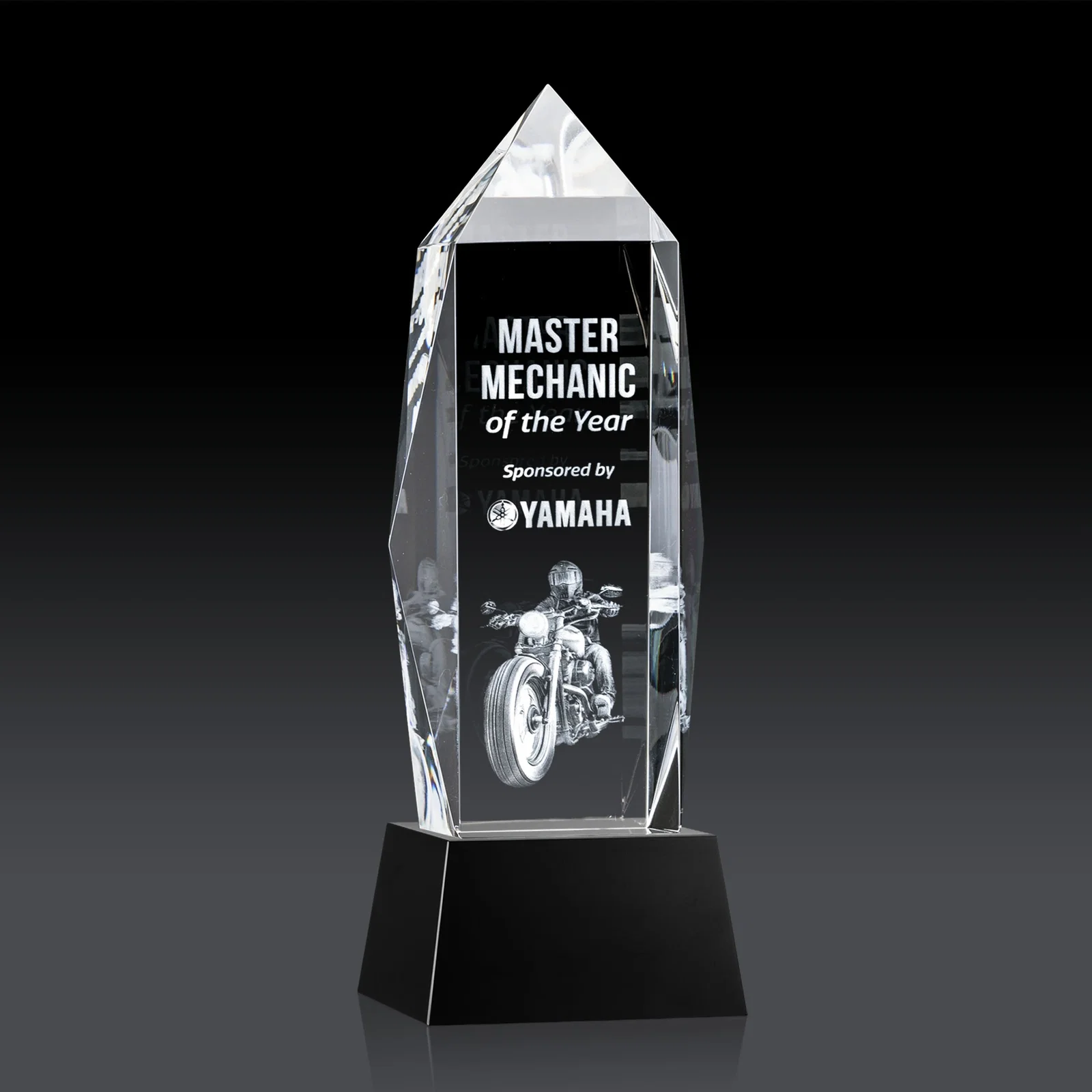 Promotional Optical Crystal Obelisk Award on Tapered Crystal Base, awards for sales achievement awards