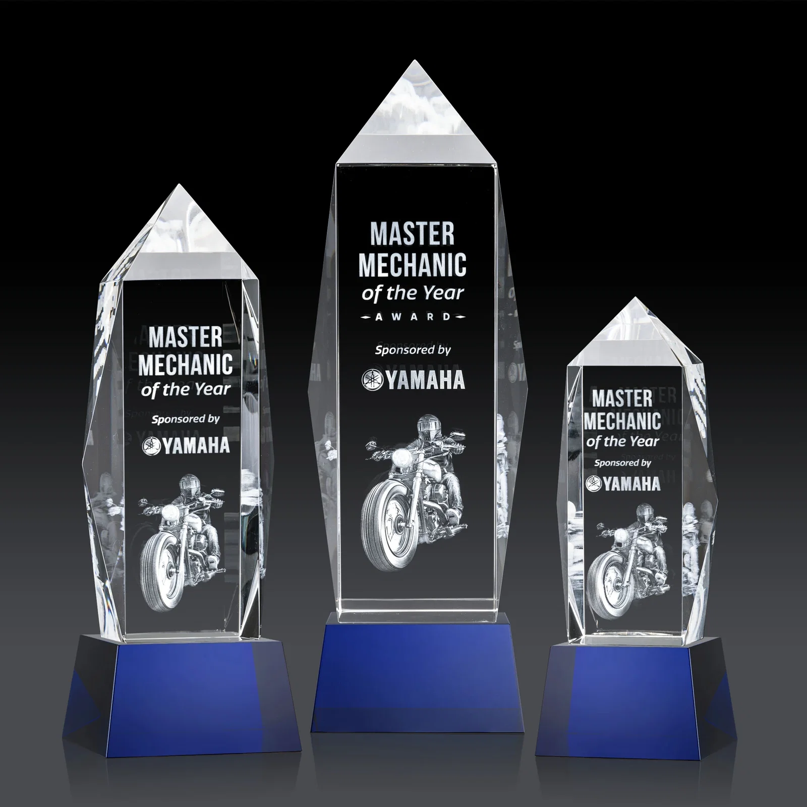 Promotional Optical Crystal Obelisk Award on Tapered Crystal Base, awards for team milestone celebrations