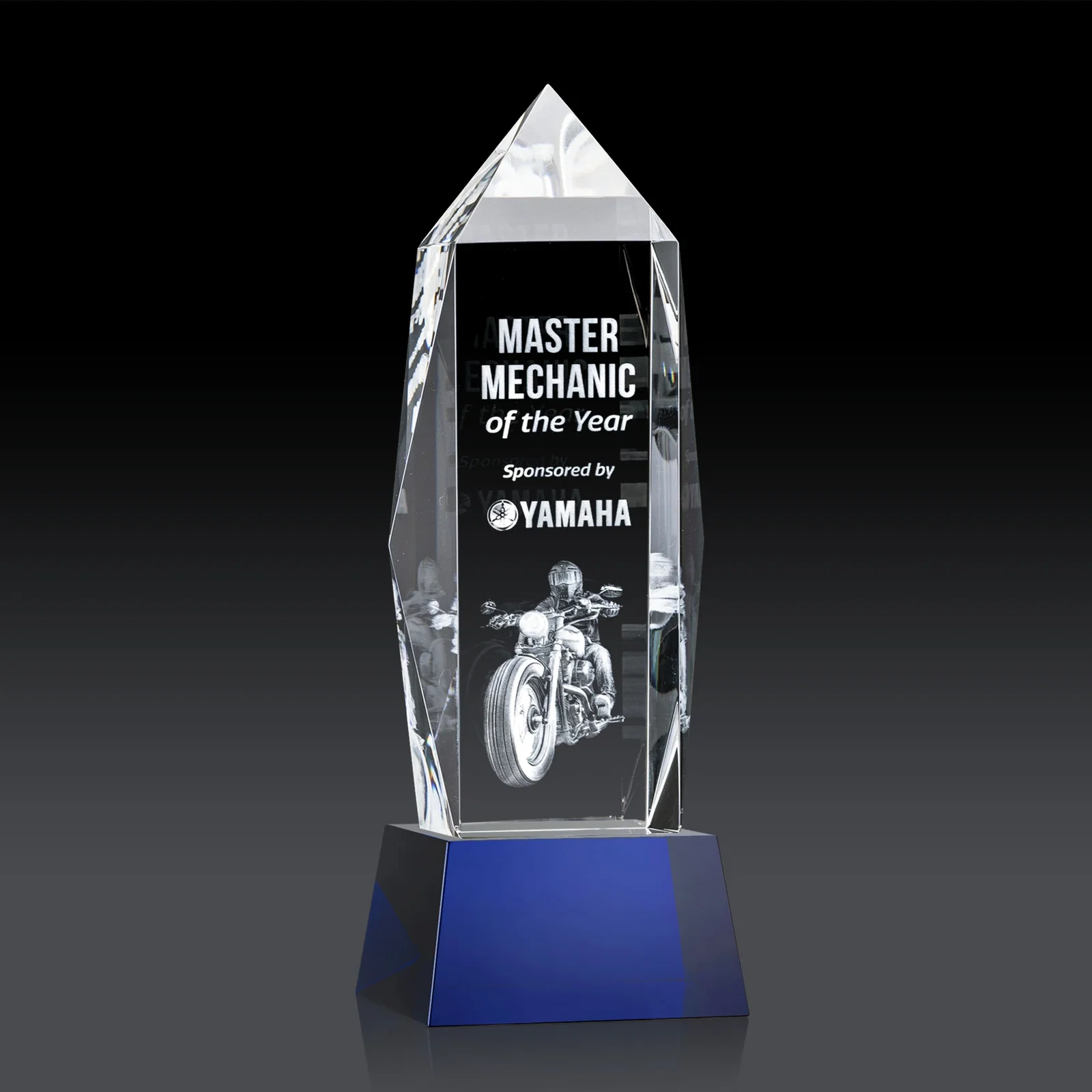 Promotional Optical Crystal Obelisk Award on Tapered Crystal Base, awards for graduation ceremonies