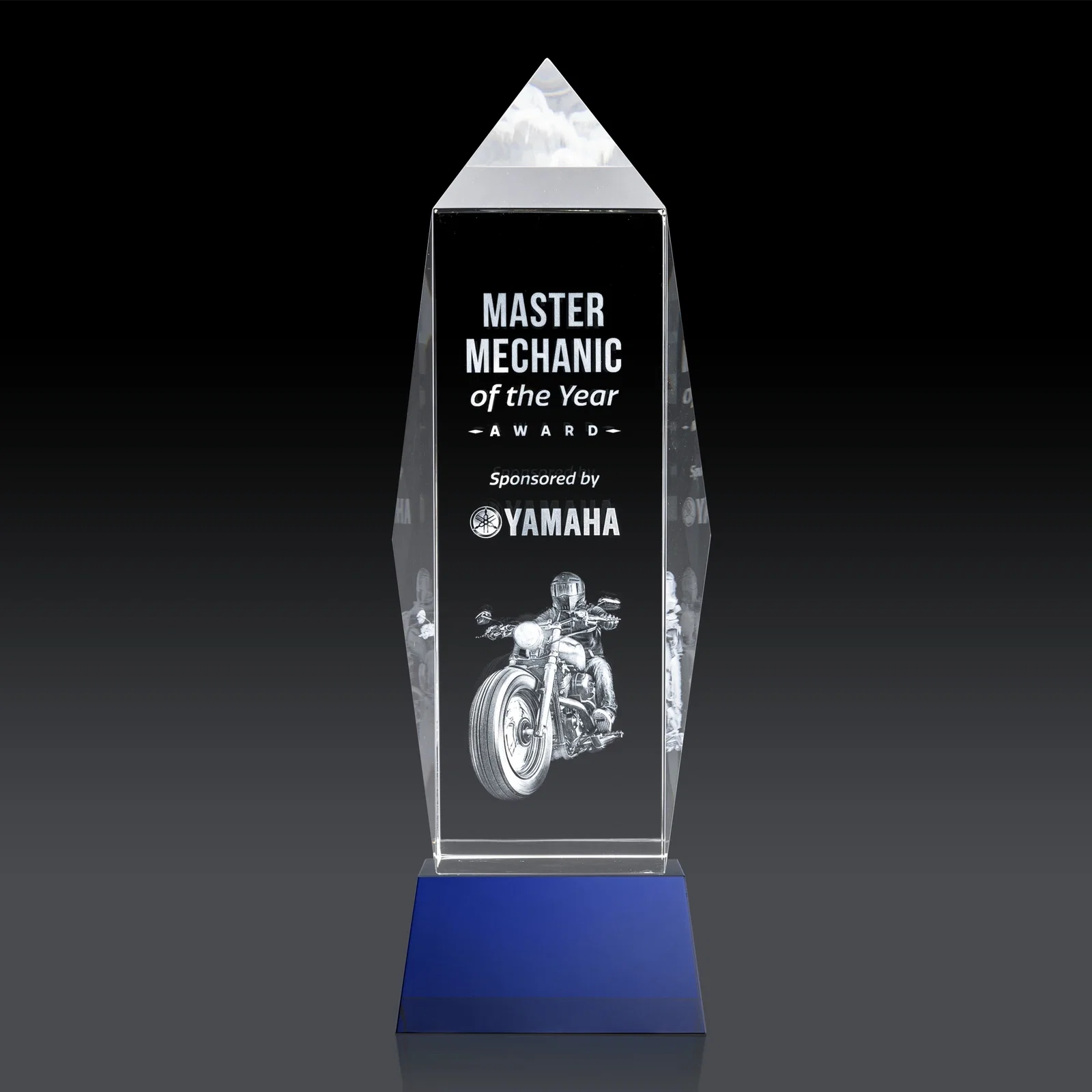 Promotional Optical Crystal Obelisk Award on Tapered Crystal Base, awards for safety achievement programs