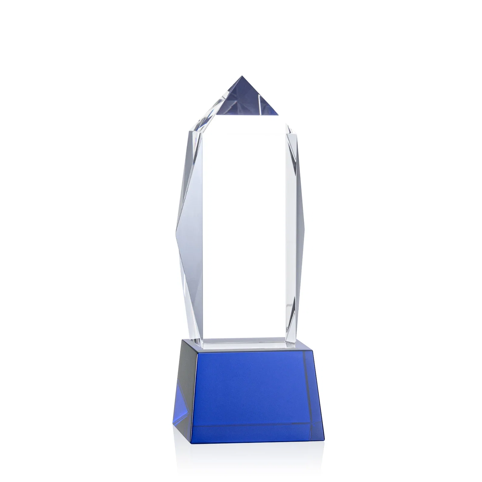 Custom printed Optical Crystal Obelisk Award on Tapered Crystal Base, awards for dealer and partner awards