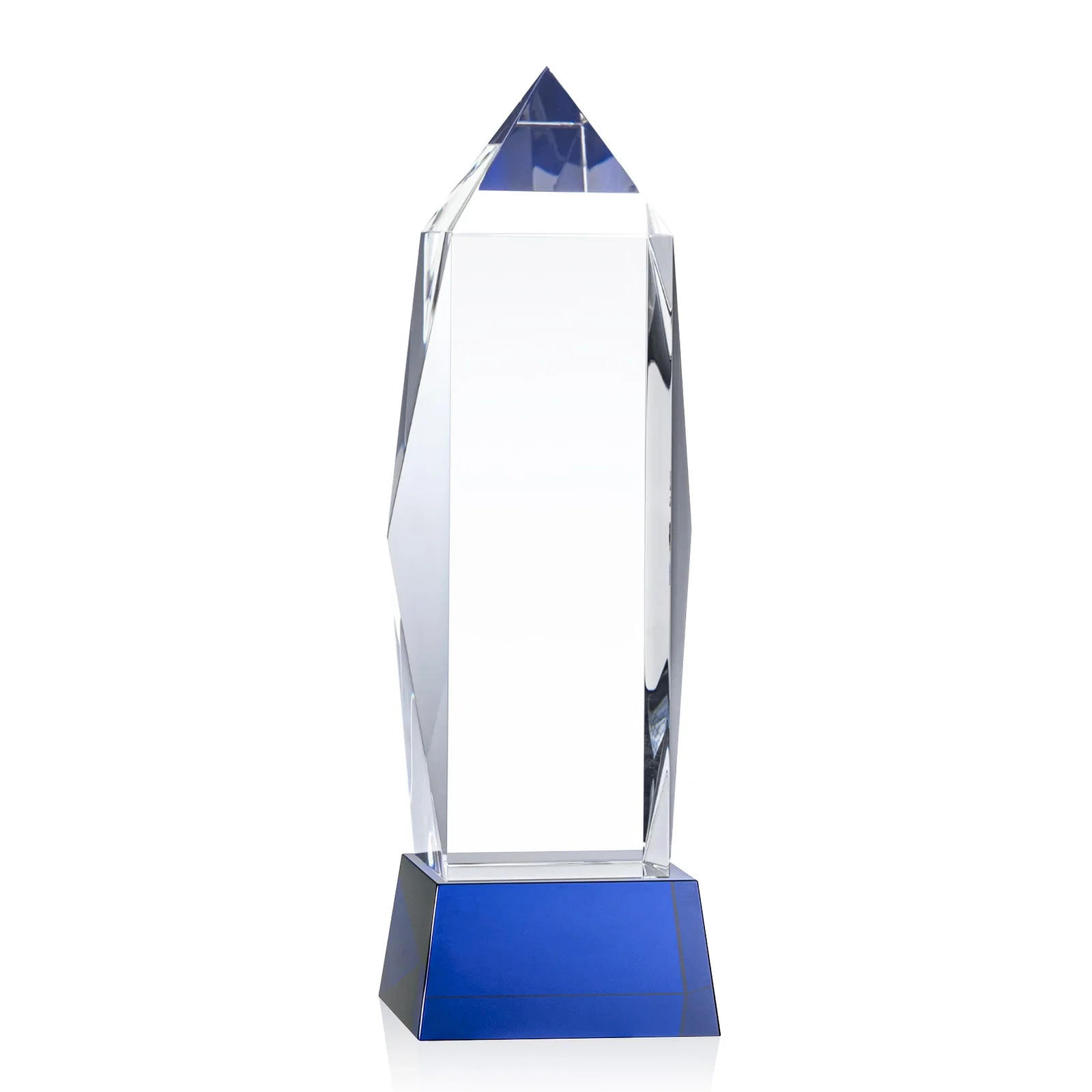 Customized Optical Crystal Obelisk Award on Tapered Crystal Base, awards for employee recognition