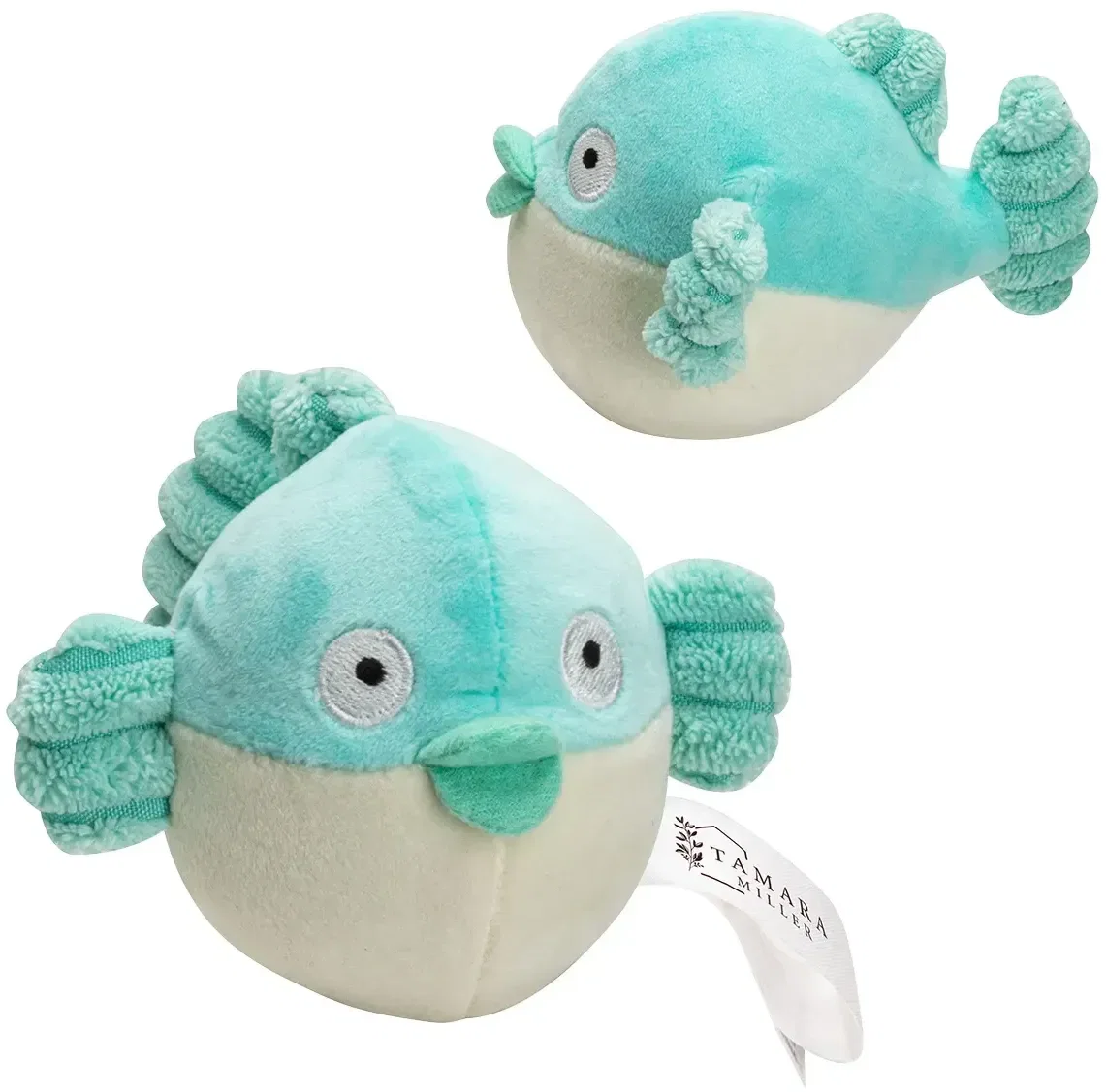 Blowfish Plush Stress Buster, custom plush sensory toy with logo, front view
