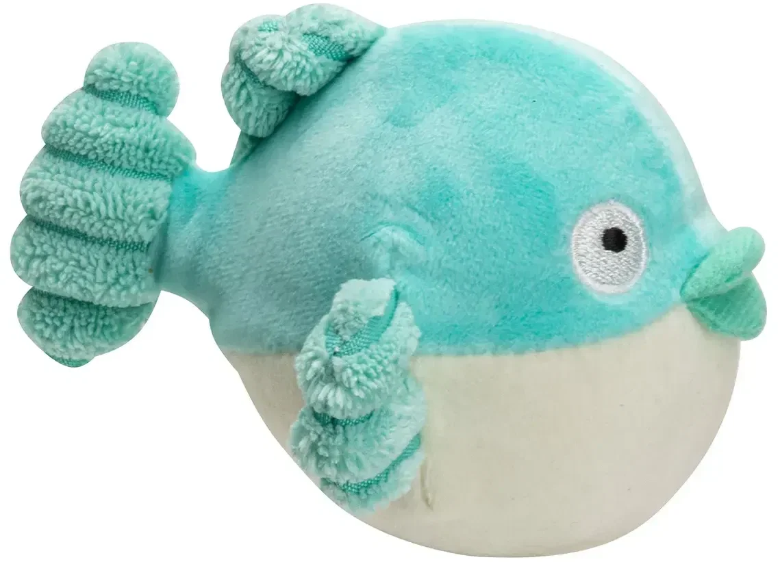 Promotional blowfish plush stress reliever, detail of soft plush cover