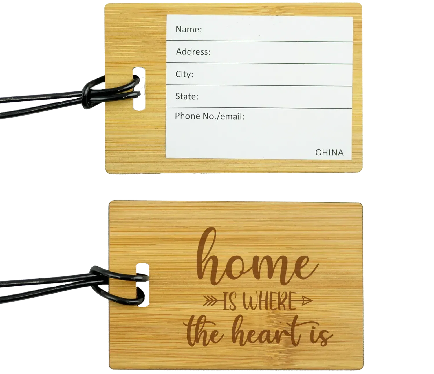 Custom Bamboo Luggage Tag — view 2