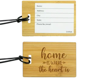 Custom Bamboo Luggage Tag