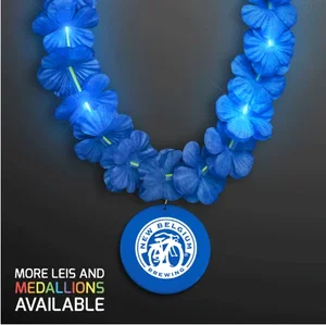 Blue Flower Hawaiian Lei with Custom Medallion