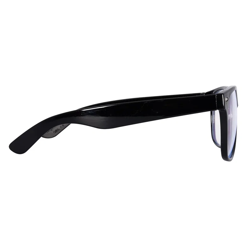 Navy colorway laid flat with both temples extended