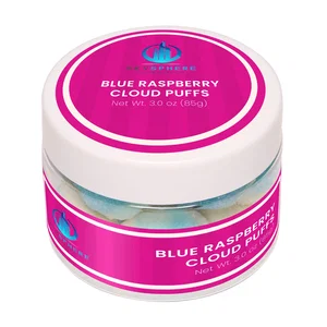 Blue Raspberry Cloud Puffs Candy, Reusable Jar, 3oz-7oz