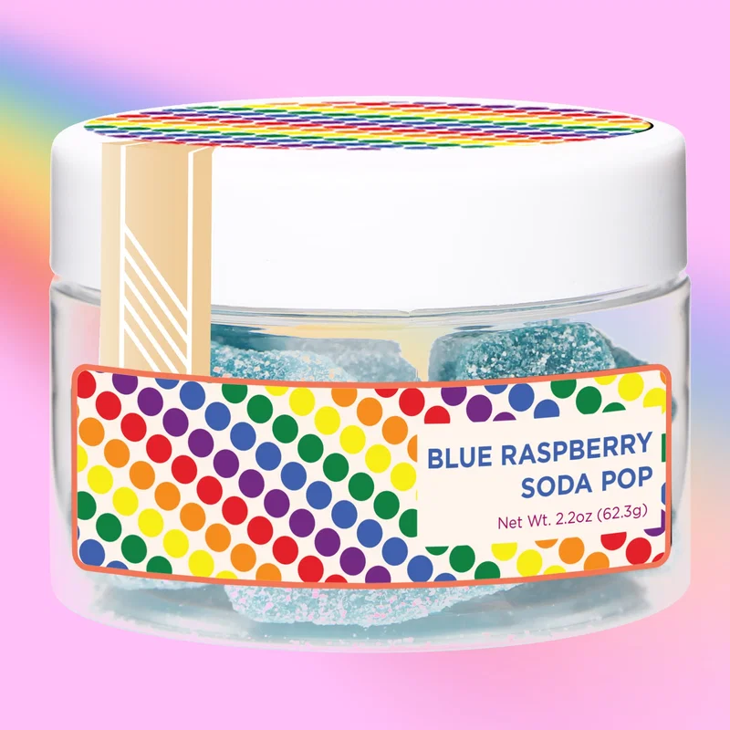 Blue Raspberry Gummie Soda Bottles in a Jar — view 5