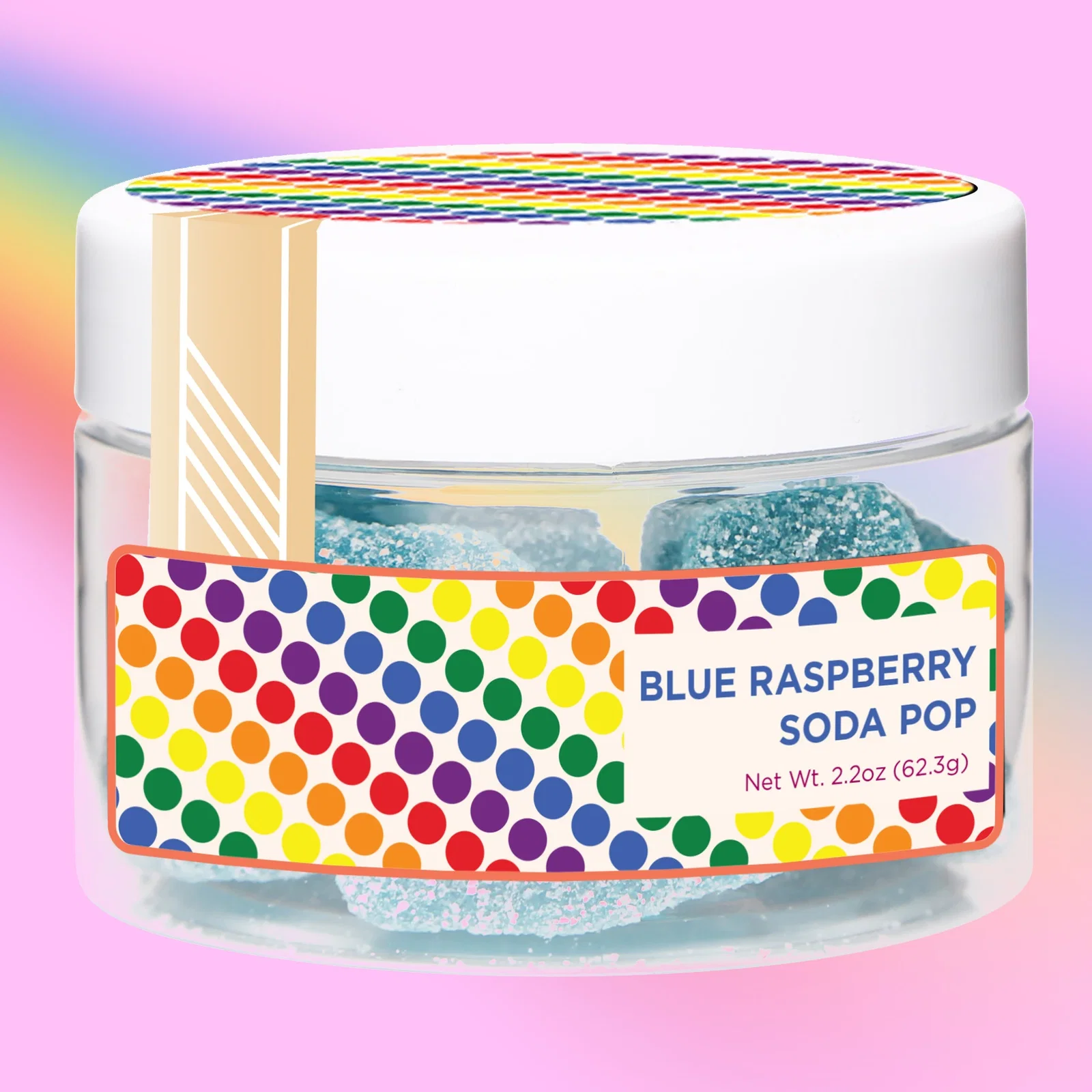 Blue Raspberry Gummie Soda Bottles in a Jar — view 5