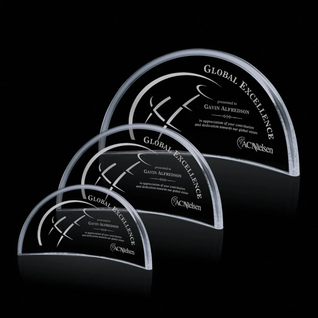 Custom Self-Supporting Starfire Crystal Crescent Award, awards for employee recognition