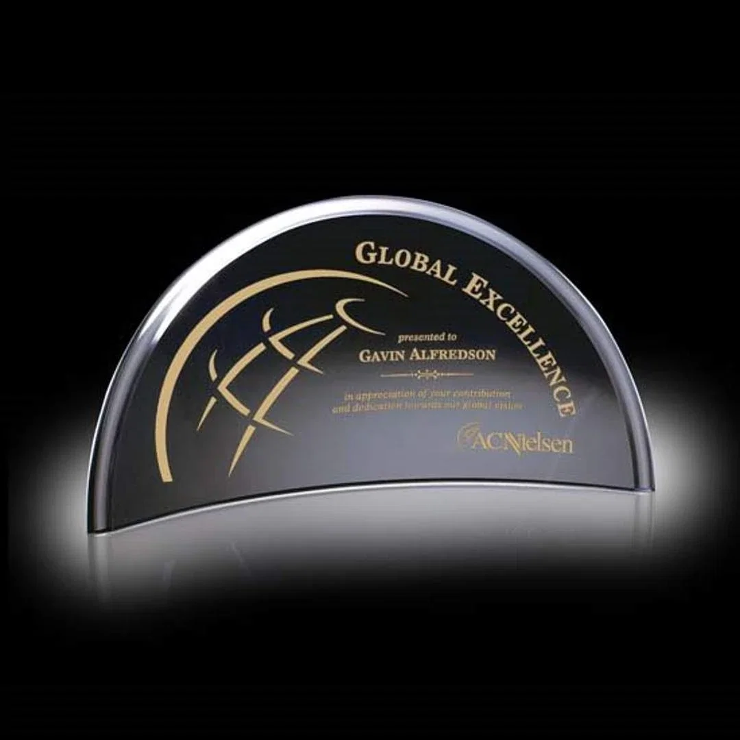 Custom Self-Supporting Starfire Crystal Crescent Award, awards for donor appreciation