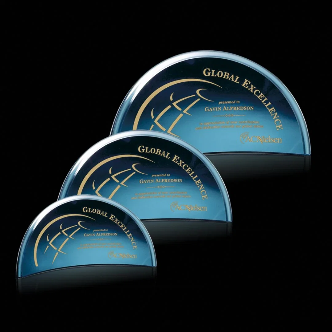 Custom Self-Supporting Starfire Crystal Crescent Award, awards for sales achievement awards