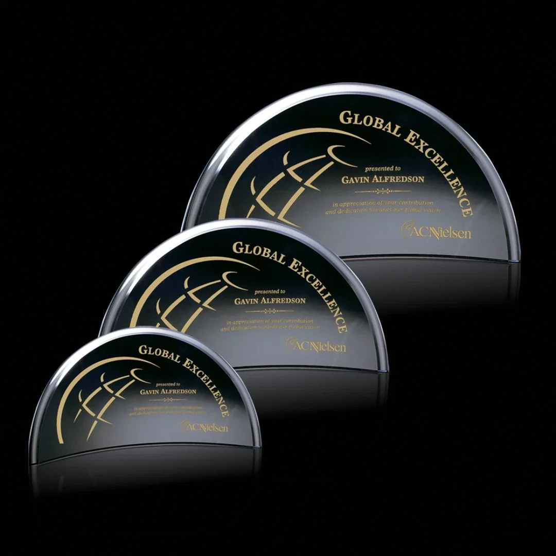 Custom Self-Supporting Starfire Crystal Crescent Award, awards for team milestone celebrations