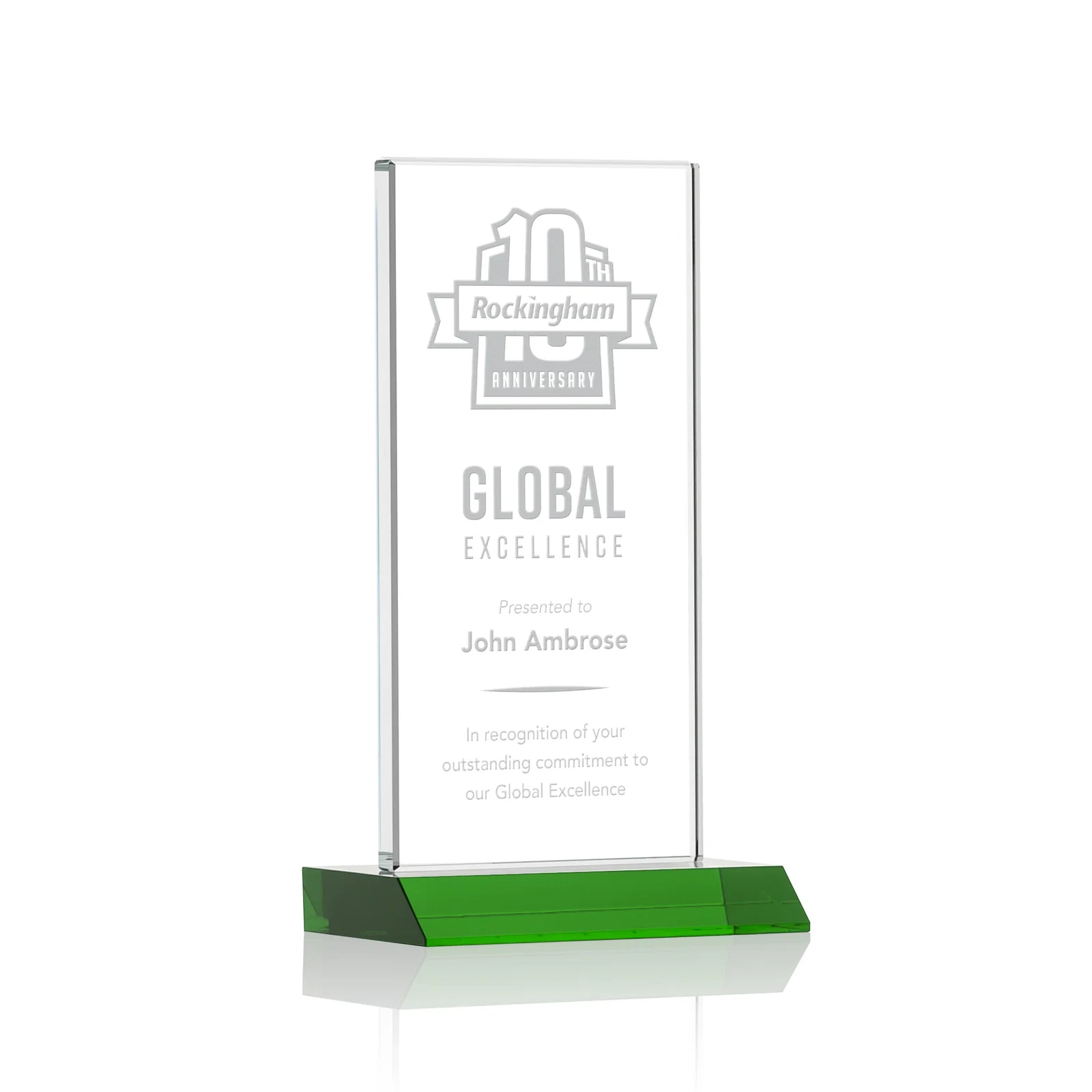 Custom Starfire Crystal Upright Award on Mitered Base, awards for volunteer appreciation