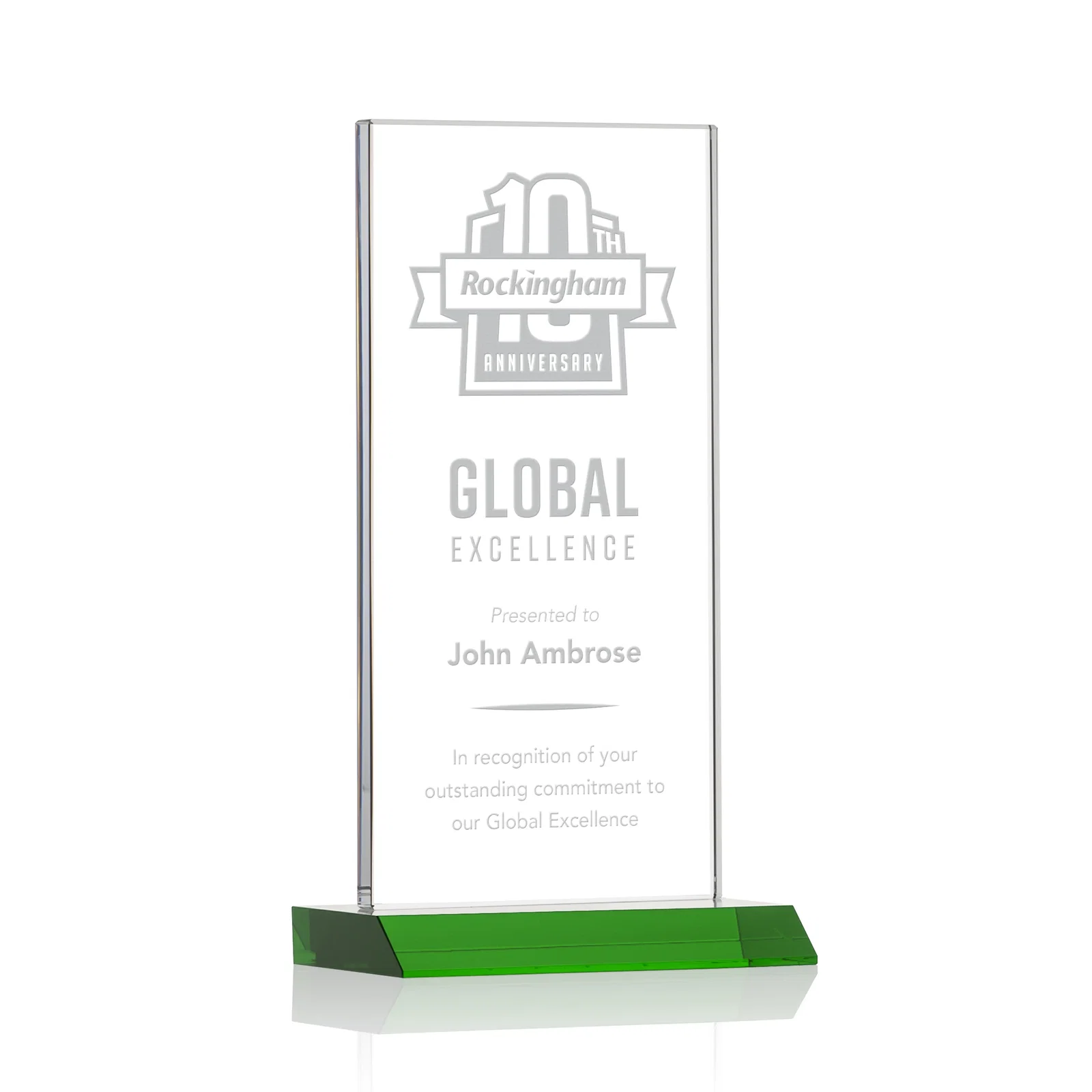 Custom Starfire Crystal Upright Award on Mitered Base, awards for dealer and partner awards
