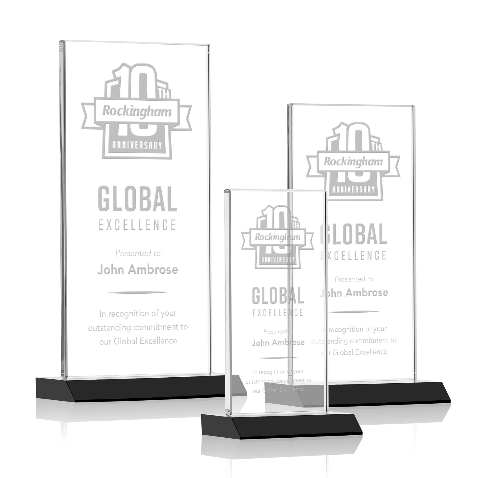 Personalized Starfire Crystal Upright Award on Mitered Base, awards for employee recognition