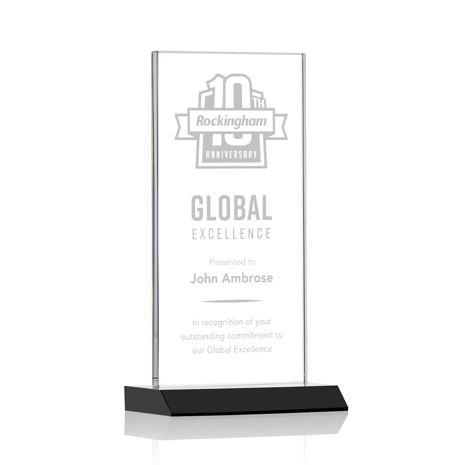 Personalized Starfire Crystal Upright Award on Mitered Base, awards for service anniversary gifts