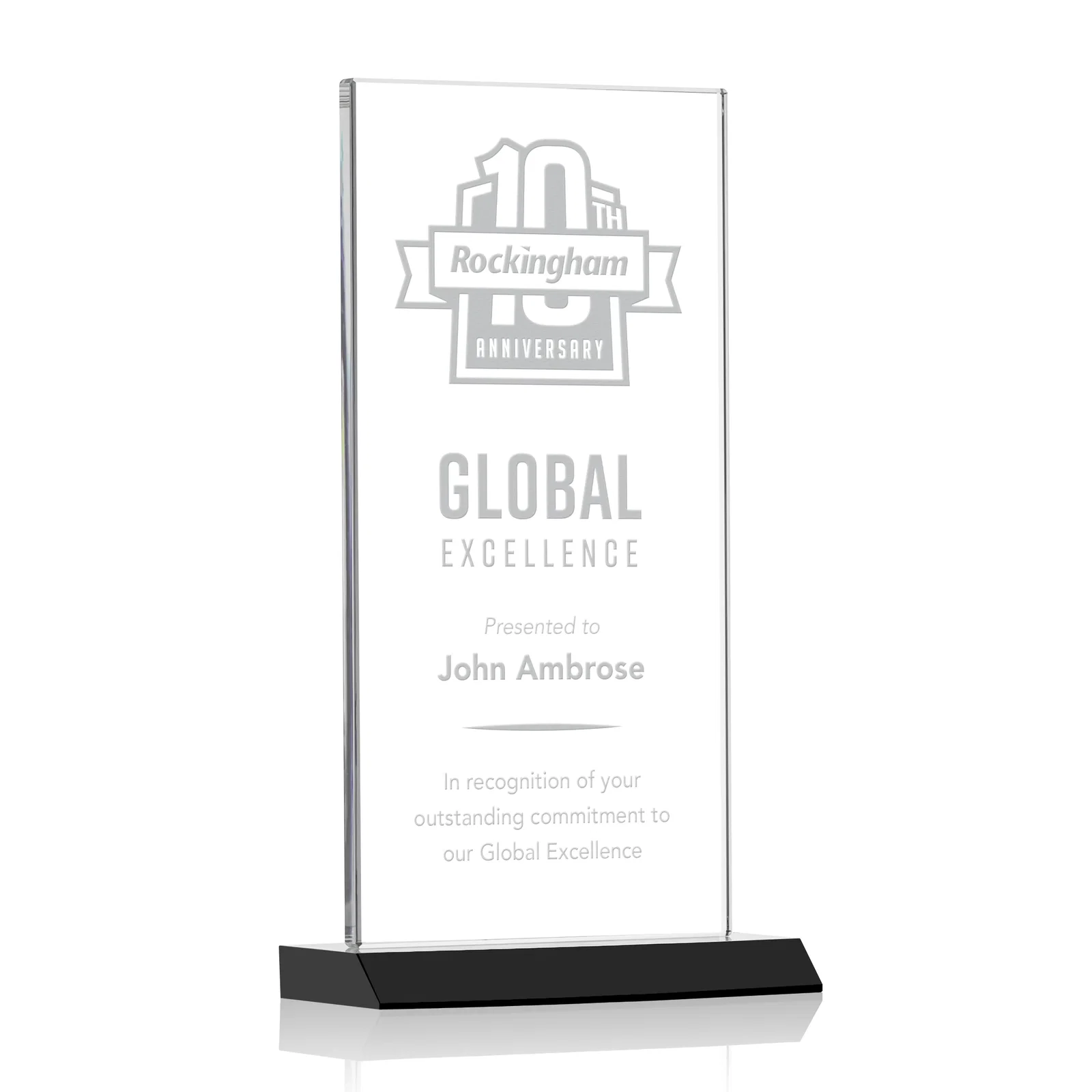 Personalized Starfire Crystal Upright Award on Mitered Base, awards for sales achievement awards