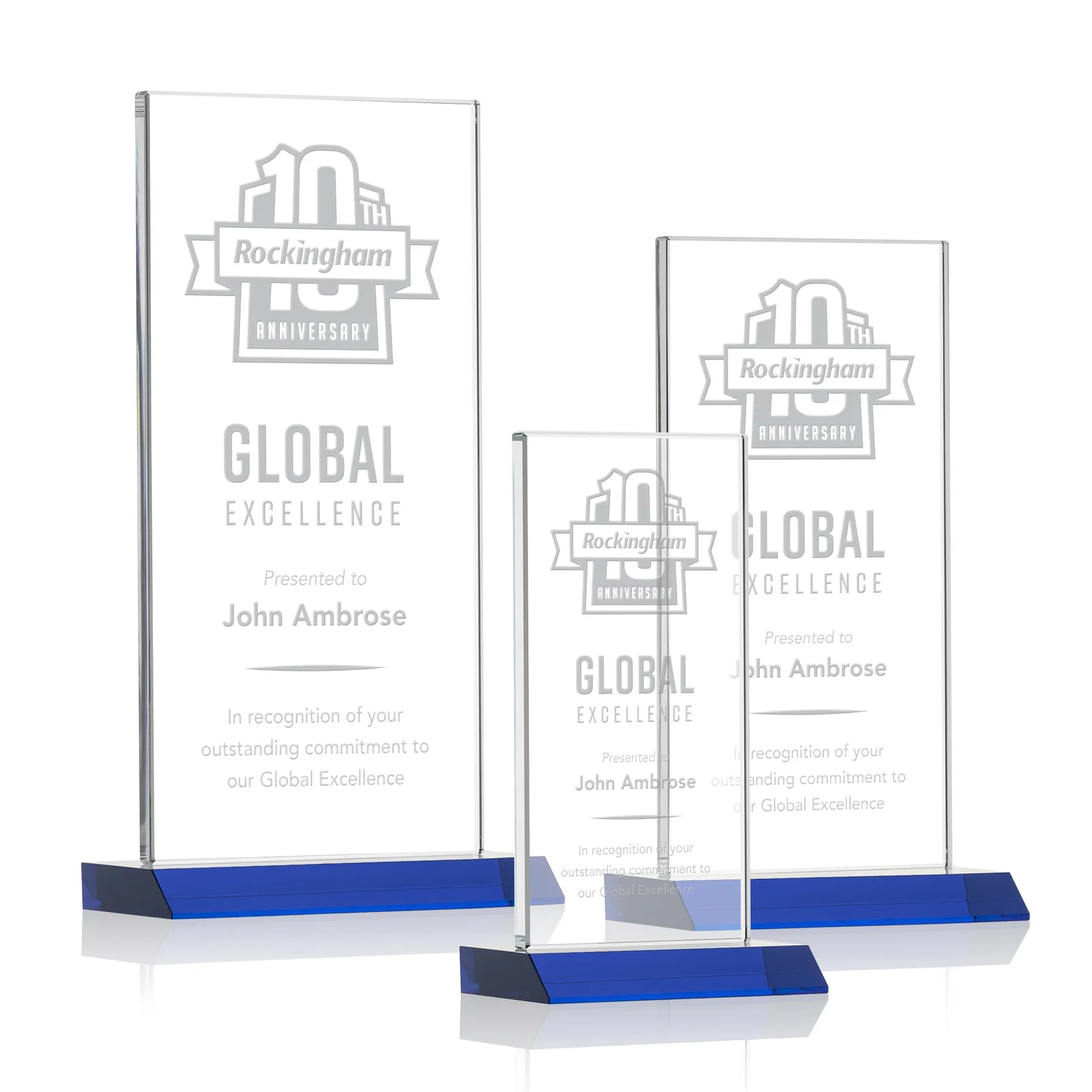 Personalized Starfire Crystal Upright Award on Mitered Base, awards for retirement presentations
