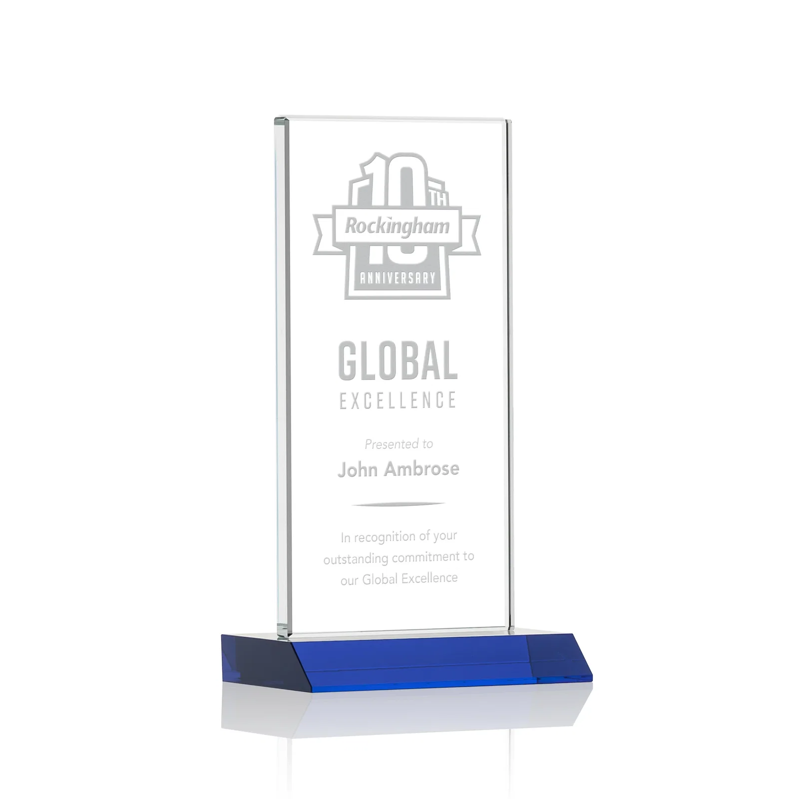 Personalized Starfire Crystal Upright Award on Mitered Base, awards for team milestone celebrations