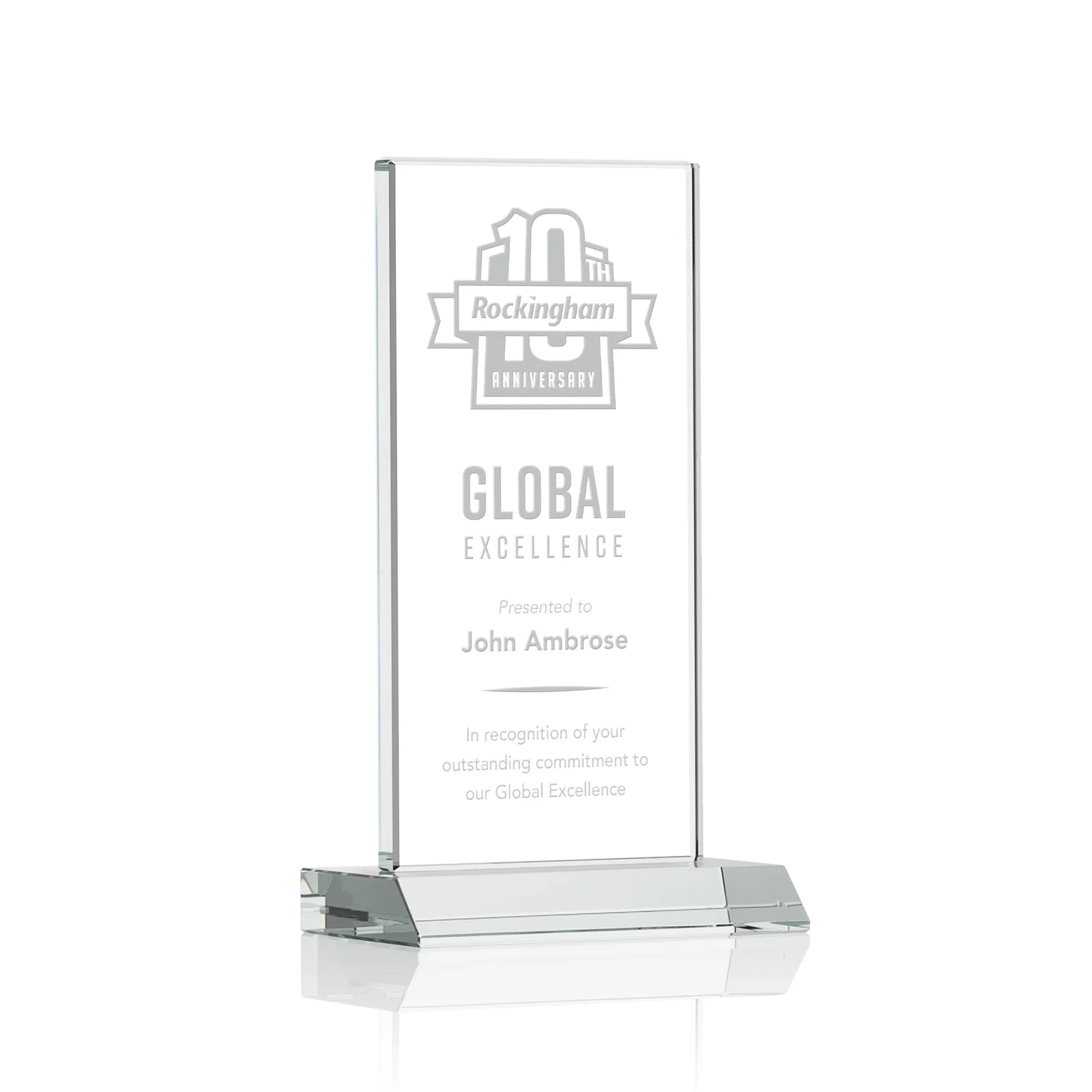 Custom Starfire Crystal Upright Award on Mitered Base, awards for corporate award ceremonies