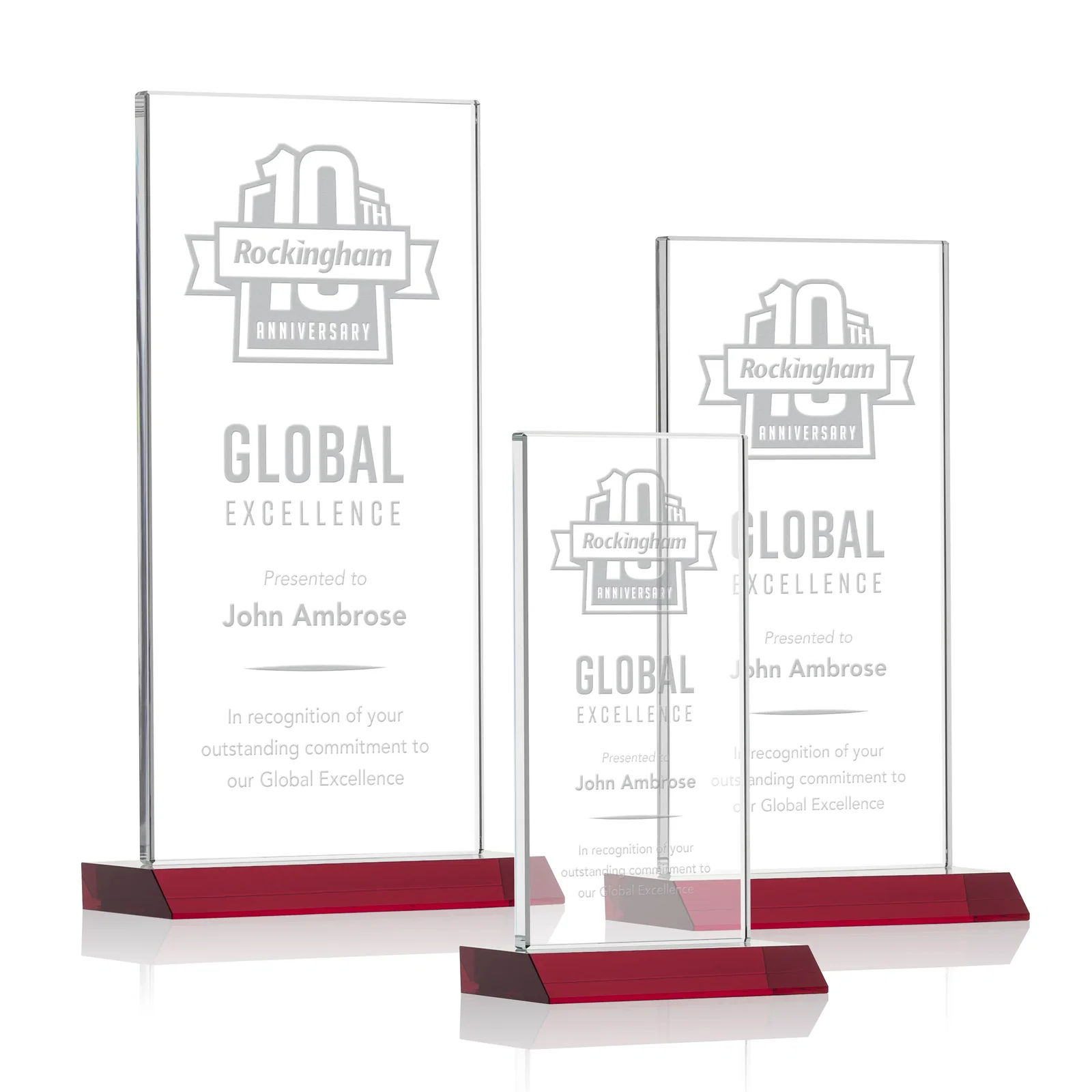 Personalized Starfire Crystal Upright Award on Mitered Base, awards for safety achievement programs