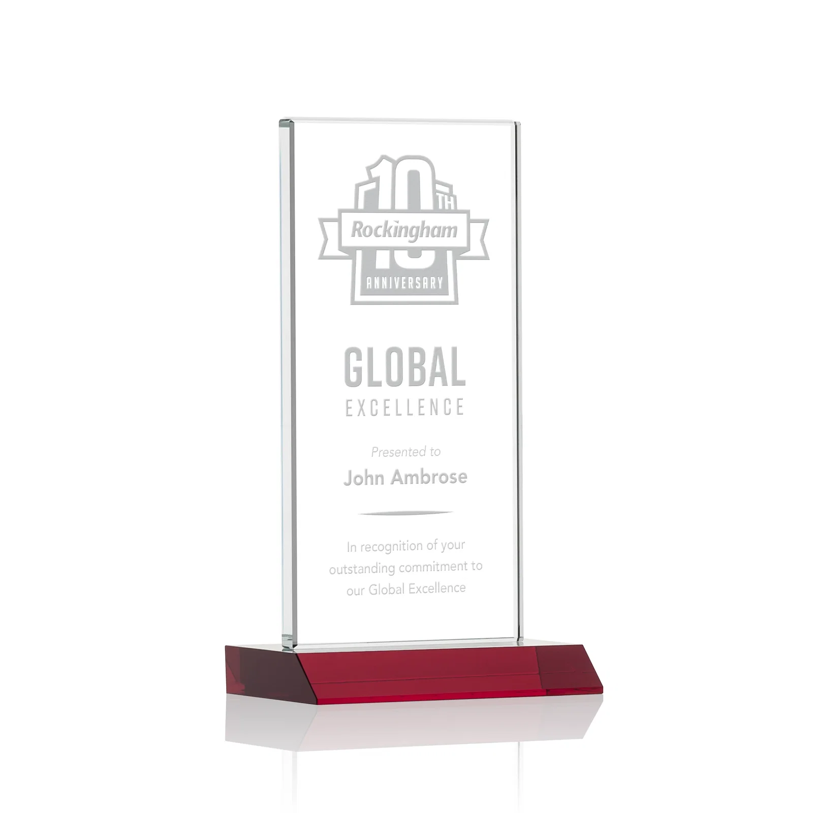 Personalized Starfire Crystal Upright Award on Mitered Base, awards for volunteer appreciation