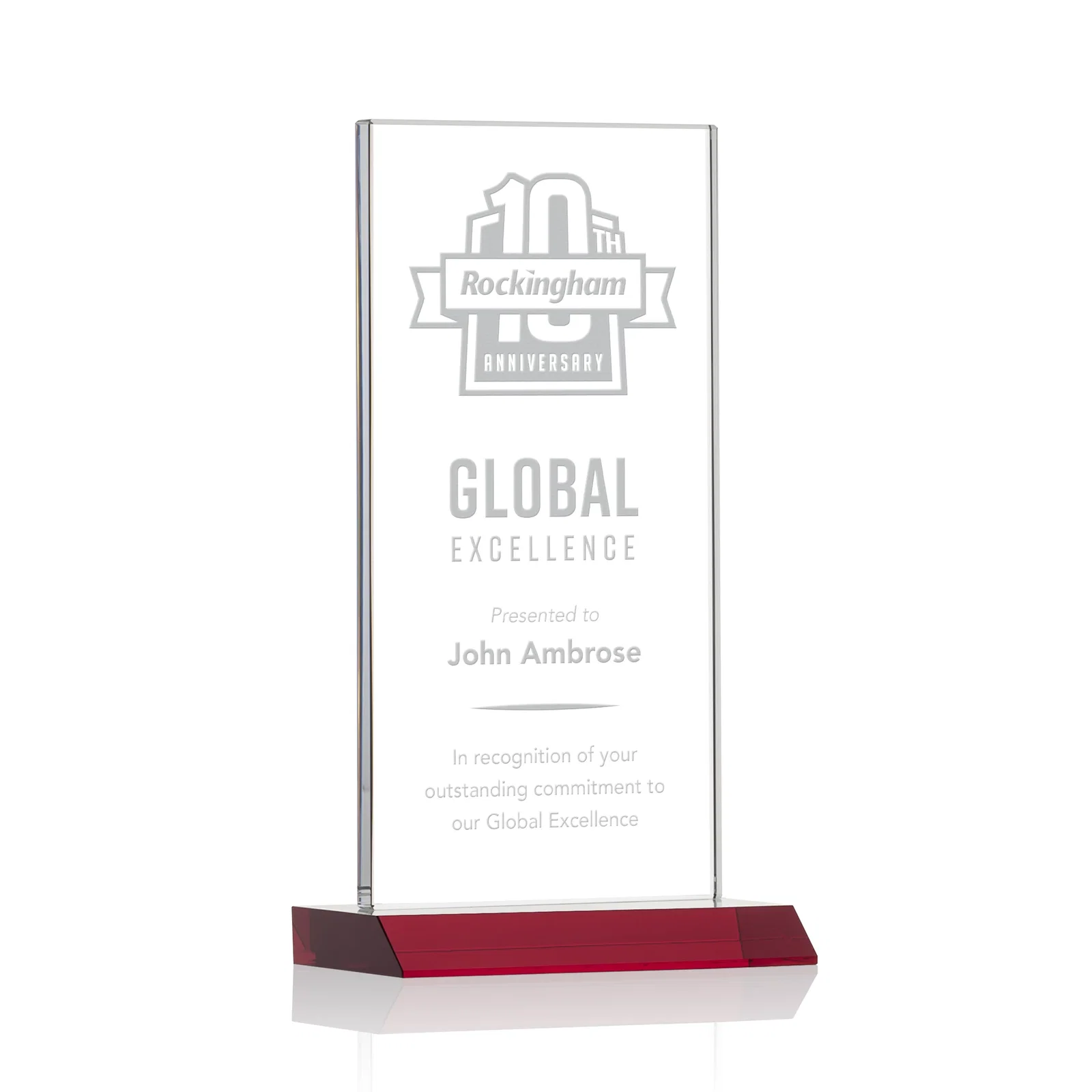 Personalized Starfire Crystal Upright Award on Mitered Base, awards for dealer and partner awards
