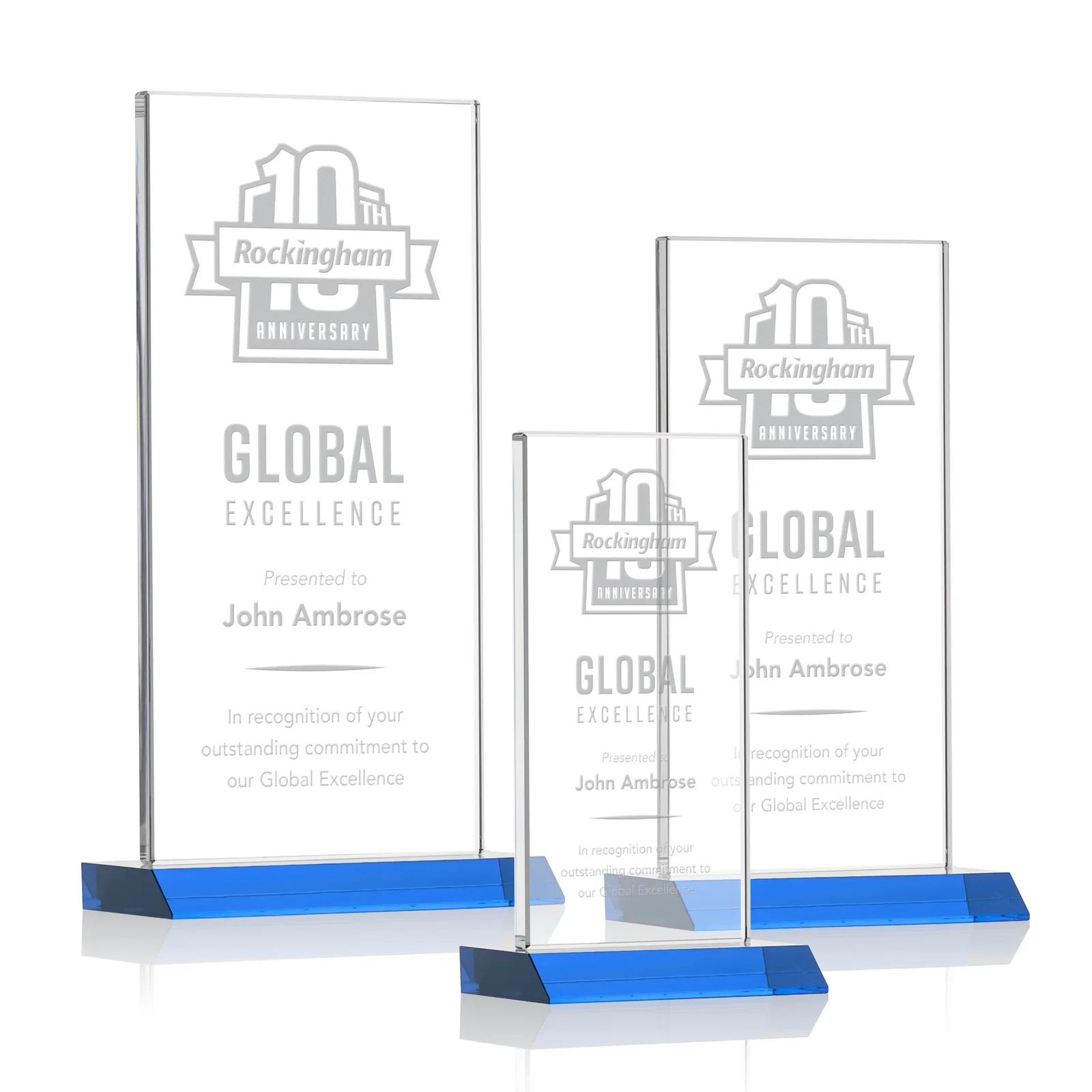 Promotional Starfire Crystal Upright Award on Mitered Base, awards for employee recognition