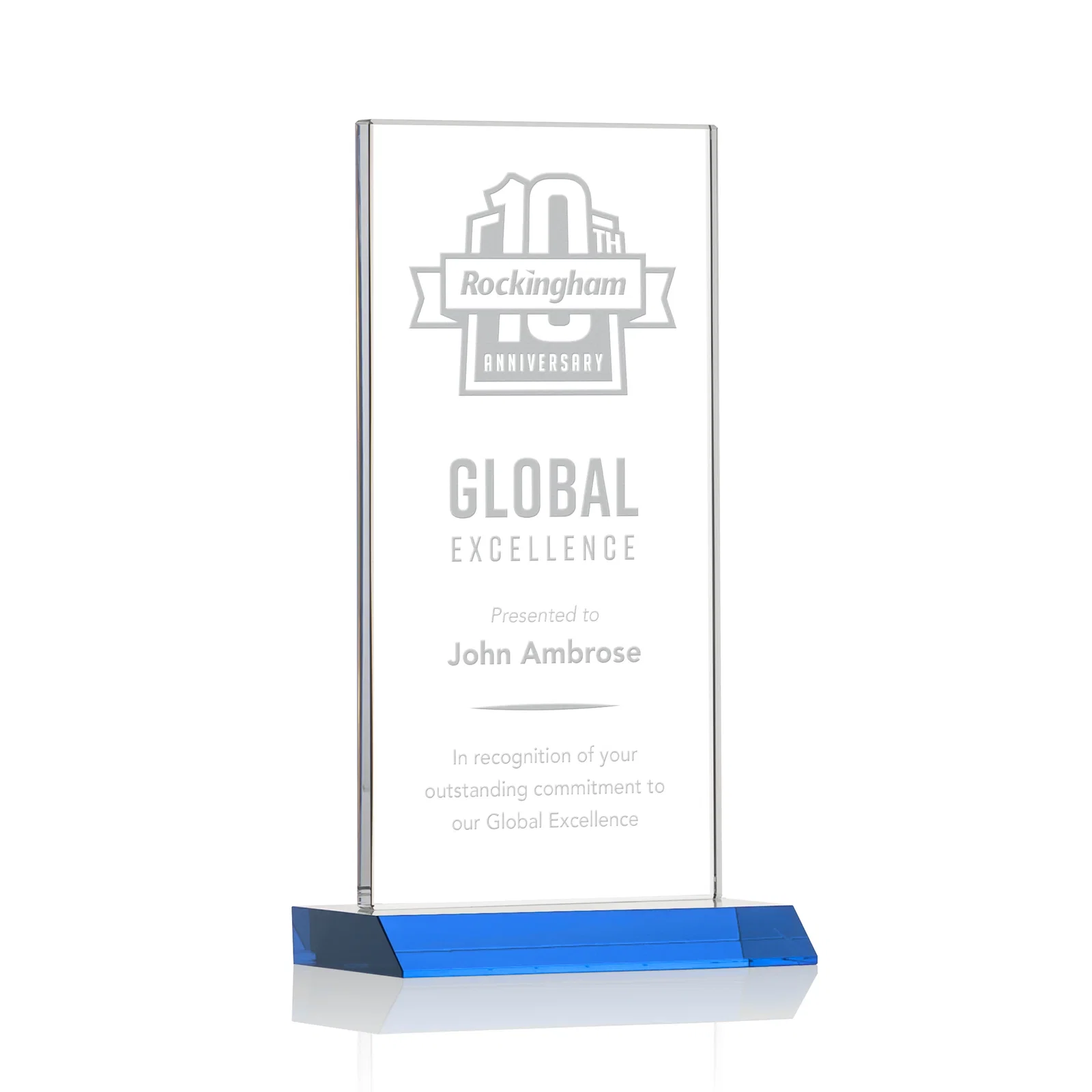 Promotional Starfire Crystal Upright Award on Mitered Base, awards for service anniversary gifts