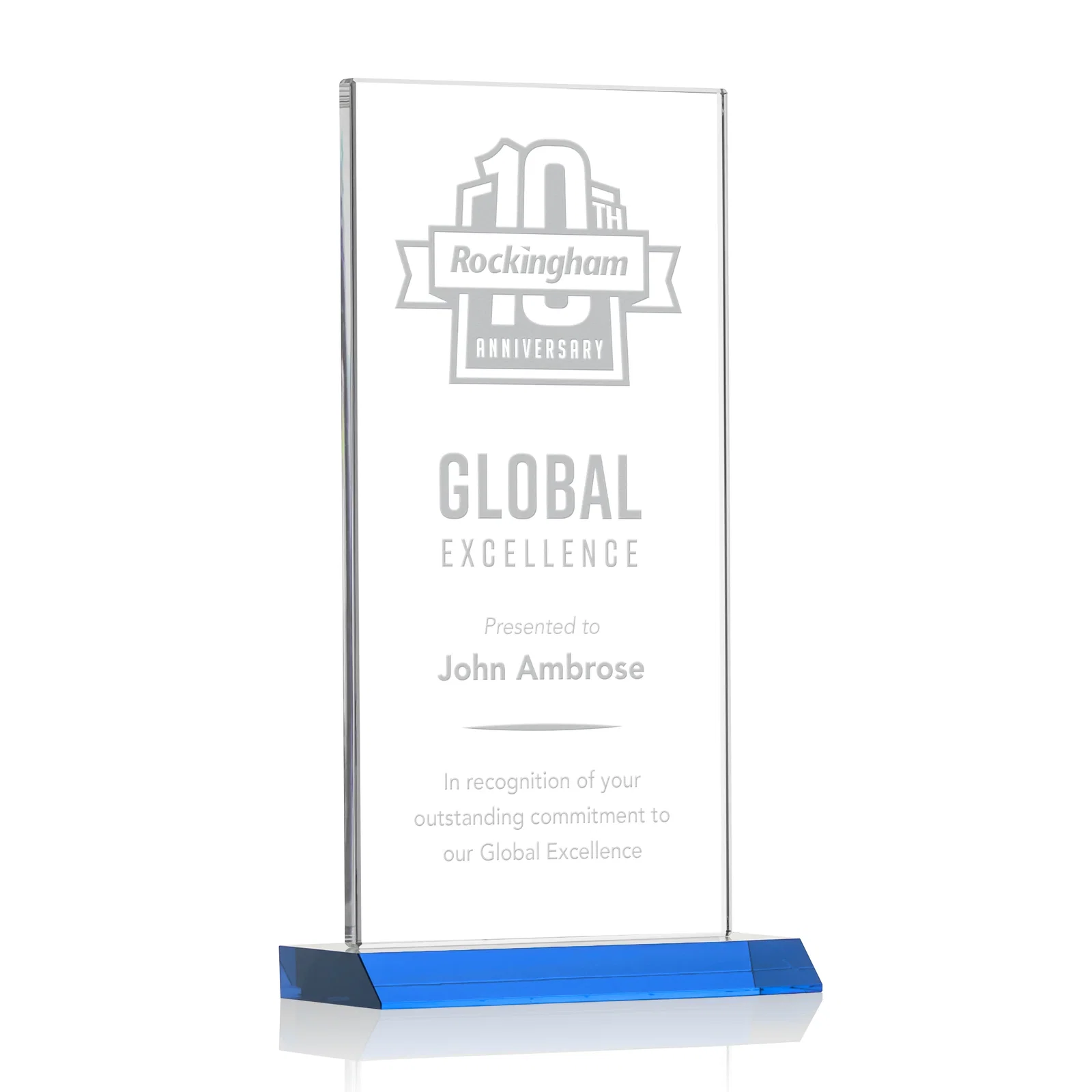 Promotional Starfire Crystal Upright Award on Mitered Base, awards for sales achievement awards