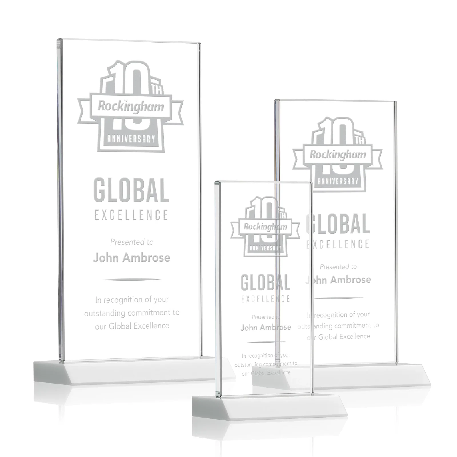 Promotional Starfire Crystal Upright Award on Mitered Base, awards for retirement presentations
