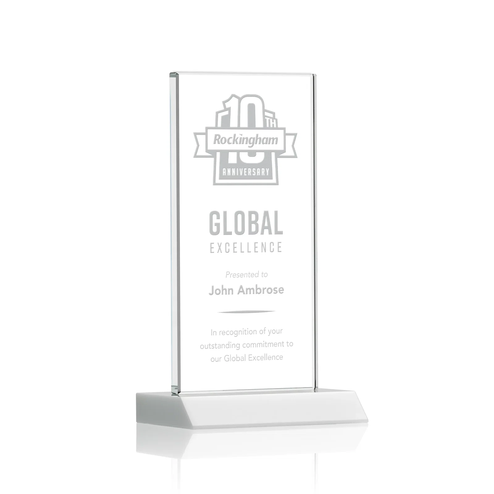 Promotional Starfire Crystal Upright Award on Mitered Base, awards for team milestone celebrations