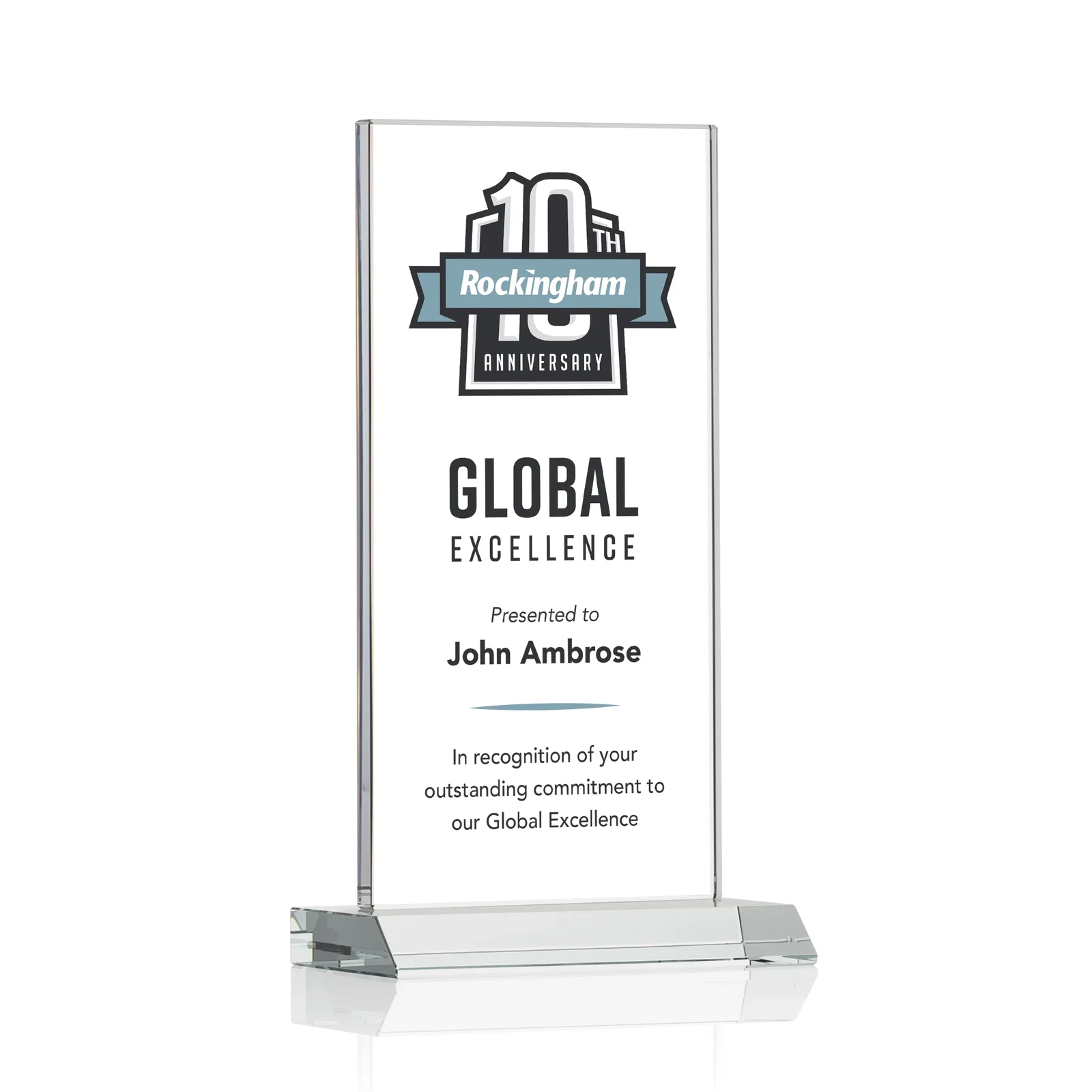 Promotional Starfire Crystal Upright Award on Mitered Base, awards for dealer and partner awards