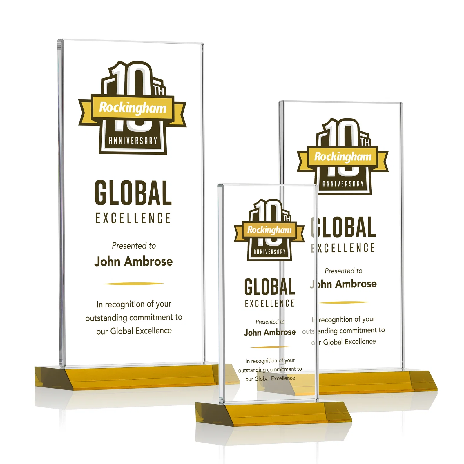 Branded Starfire Crystal Upright Award on Mitered Base, awards for employee recognition