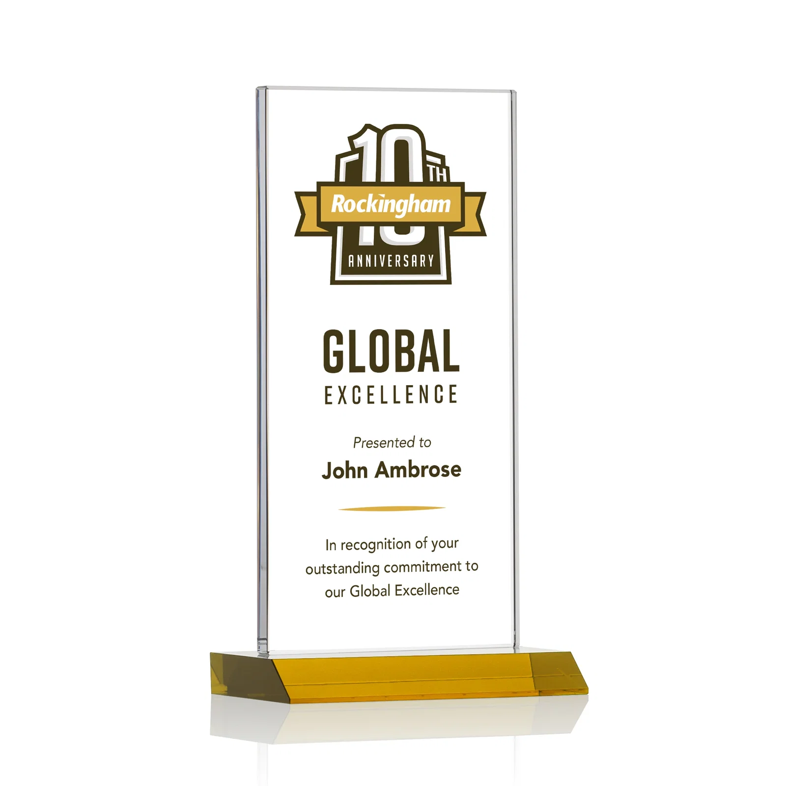 Branded Starfire Crystal Upright Award on Mitered Base, awards for service anniversary gifts
